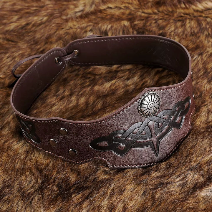 WorldNorse Medieval Renaissance Celtic Knot Leather Headband - Dark Brown - image 3