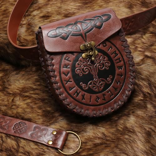 WorldNorse Yggdrasil Celtic Knot Pouch Bag - Brown - image 0