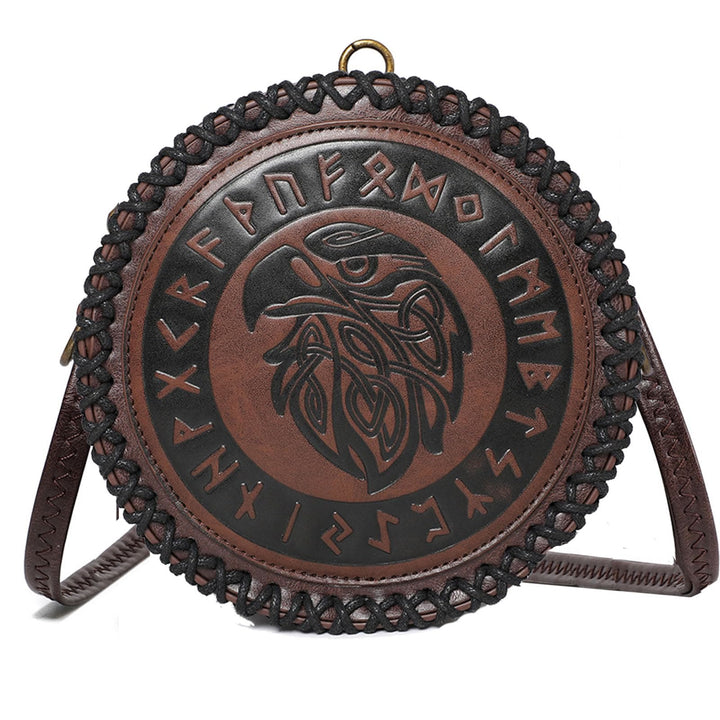 WorldNorse Viking Rune Eagle Embossed Crossbody Bag - Dark Brown - image 0