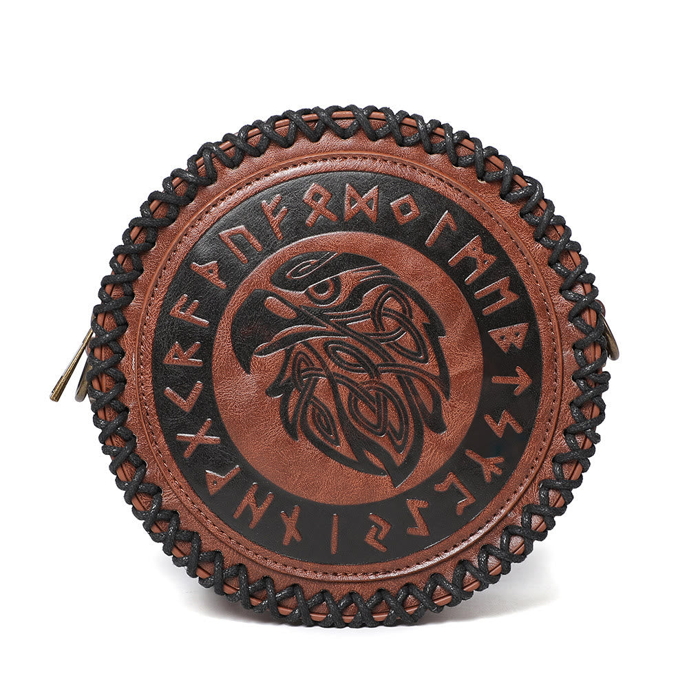 WorldNorse Viking Rune Eagle Embossed Crossbody Bag - Brown - image 11