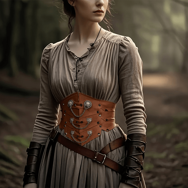 WorldNorse Women Dangling Chain Spike Lace Up Waistband - image 5