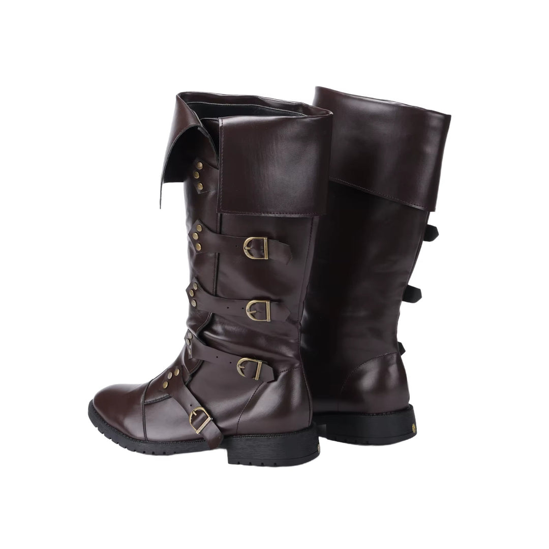 WorldNorse Steampunk Buckle Detailed Fold Over Boots - image 4