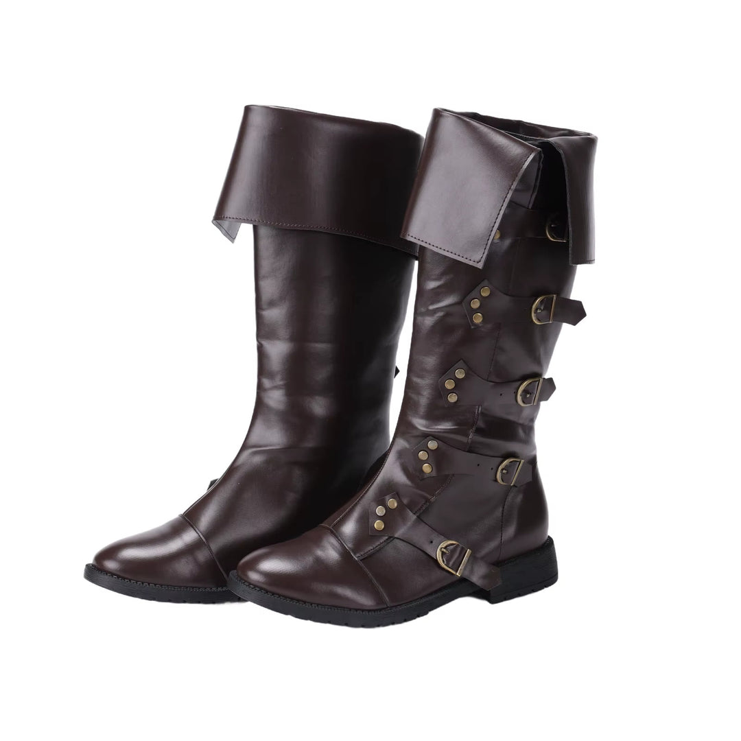 WorldNorse Steampunk Buckle Detailed Fold Over Boots - Dark Brown - US 13 - image 3