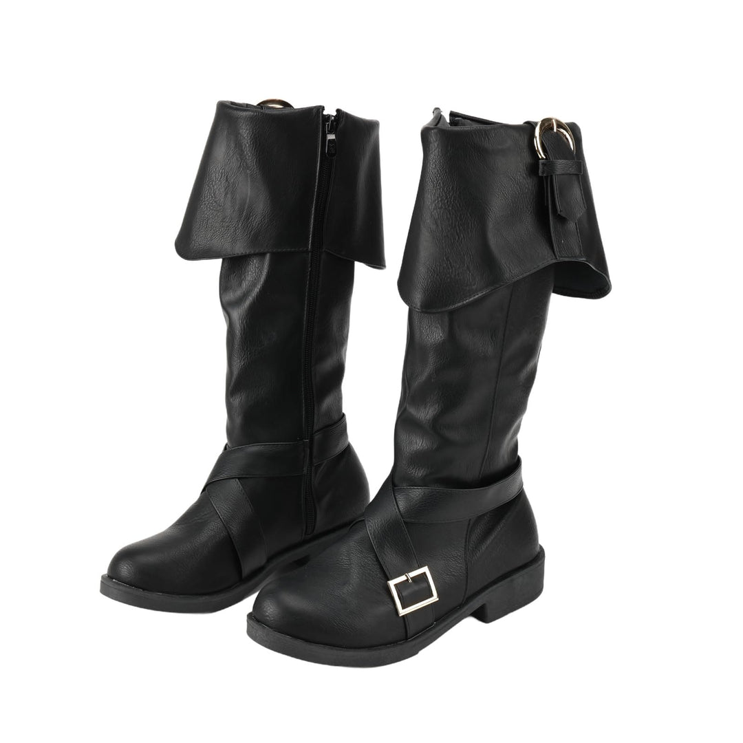 WorldNorse Stylish Buckle Fold Down Boots - Black - US 13 - image 0