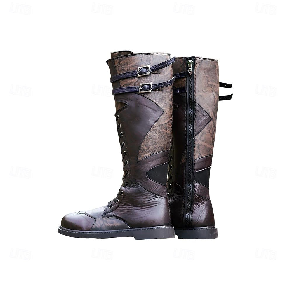 WorldNorse Rugged Buckled Lace Up Tall Boots - Color Block - 49 - image 9