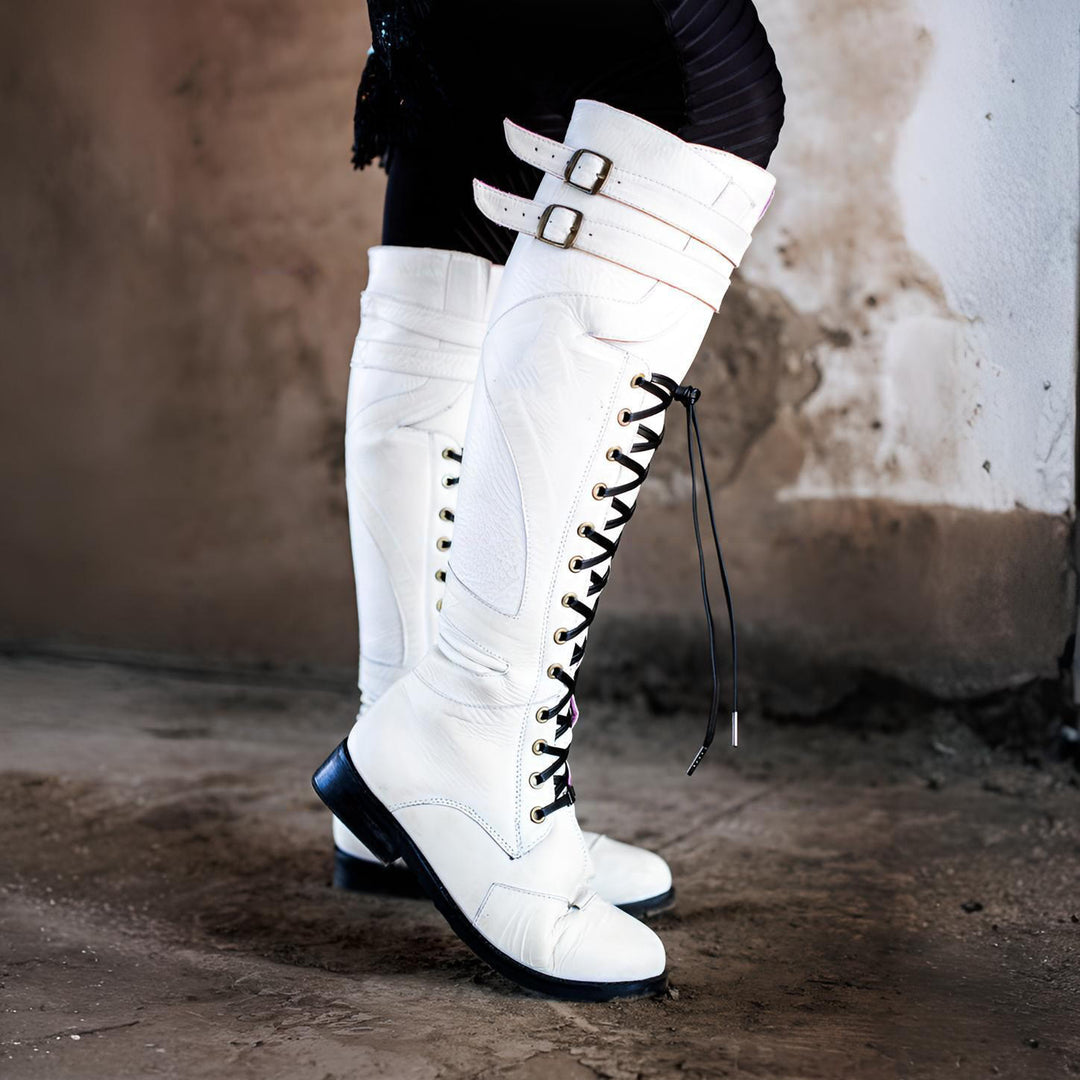 WorldNorse Rugged Buckled Lace Up Tall Boots - image 4