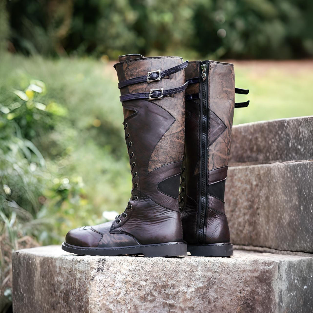 WorldNorse Rugged Buckled Lace Up Tall Boots - image 10