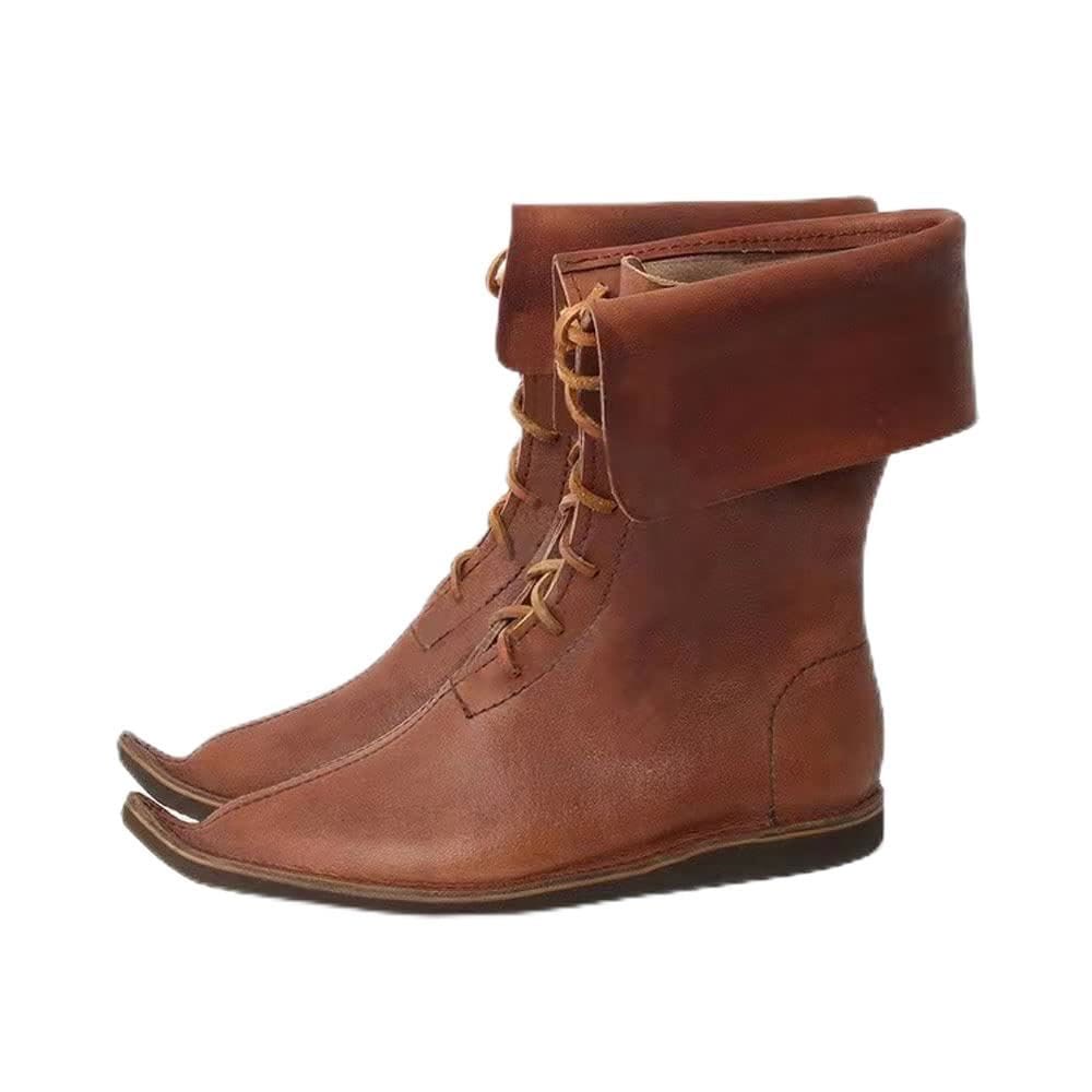 WorldNorse Fold Cuff Lace Up Boots - Brown - 48 - image 0