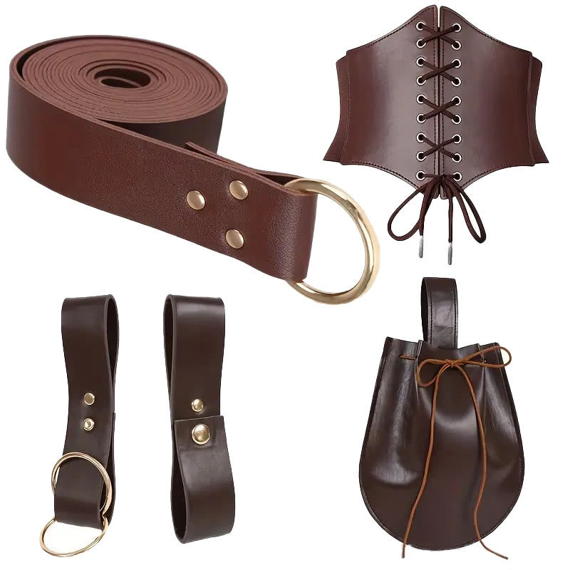 WorldNorse Edgy Double Rings Drawstring Pouch Bag & Belt - image 1
