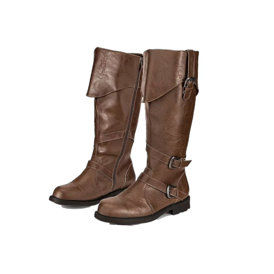 WorldNorse Western Style Buckled Slouch Boots - Yellowish Brown - US 13 - image 2