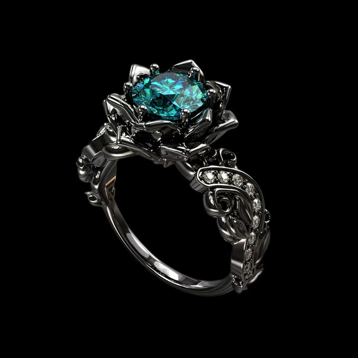 WorldNorse Black Rose Blossom Ring - UK Size T1/2 (US 10) - image 0