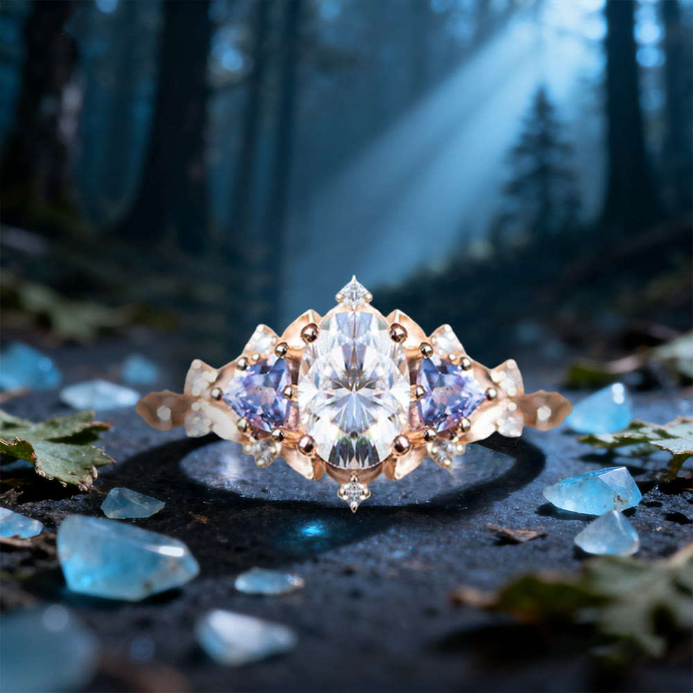 WorldNorse Dawn Leaf Zircon Branch Ring - White & Purple - UK Size T1/2 (US 10) - image 5