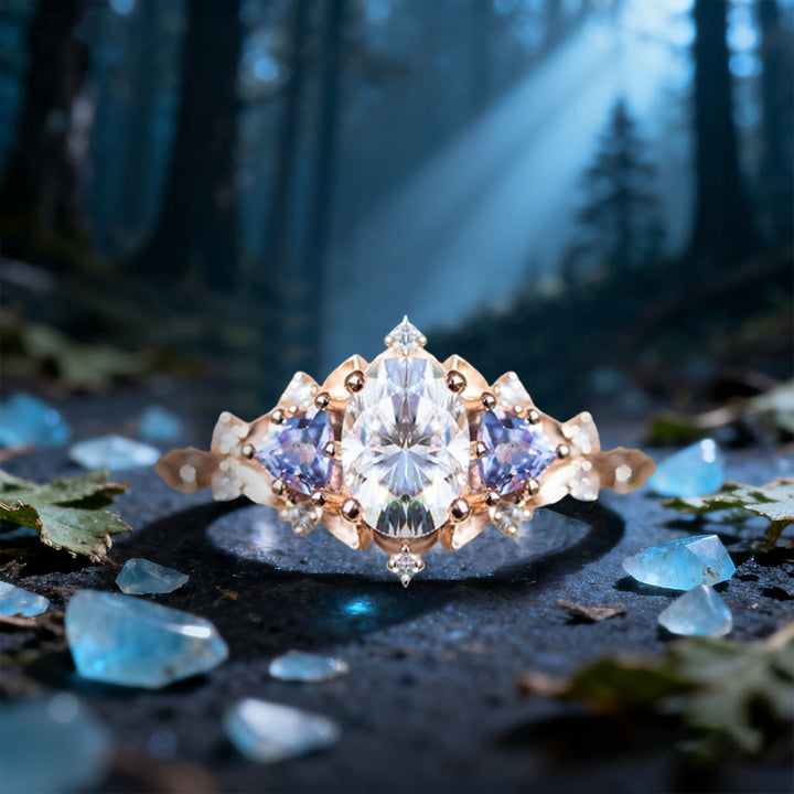 WorldNorse Dawn Leaf Zircon Branch Ring - White & Purple - UK Size T1/2 (US 10) - image 5