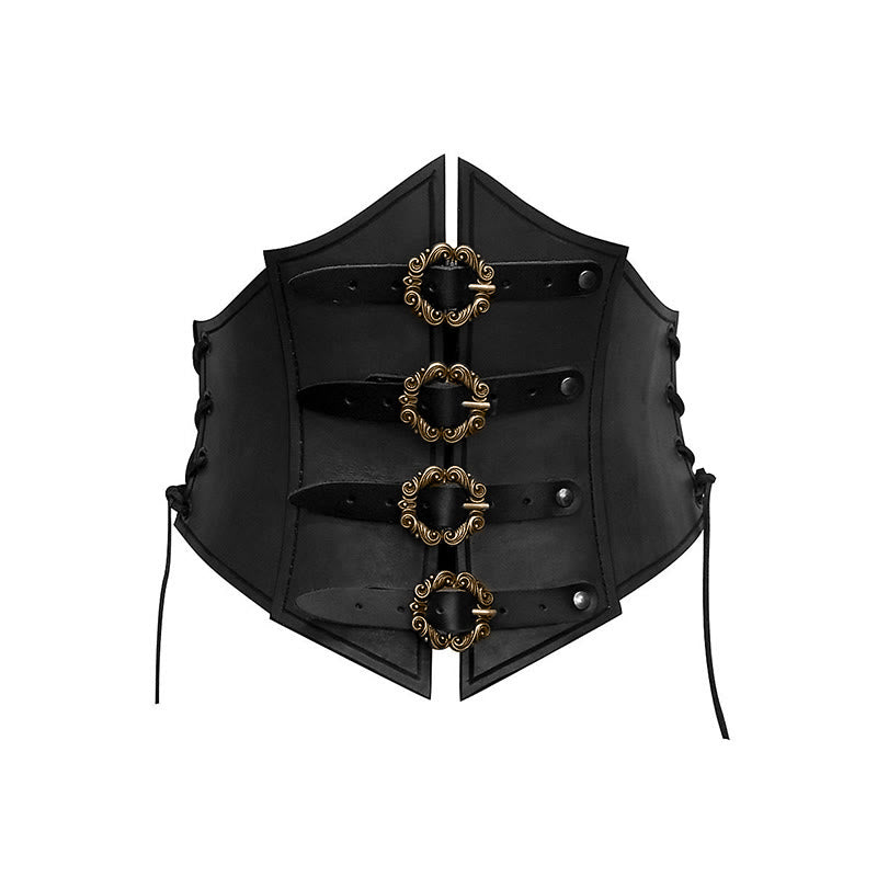 WorldNorse Side Lace Up Shield Shaped Chest Armor  - Black - image 1