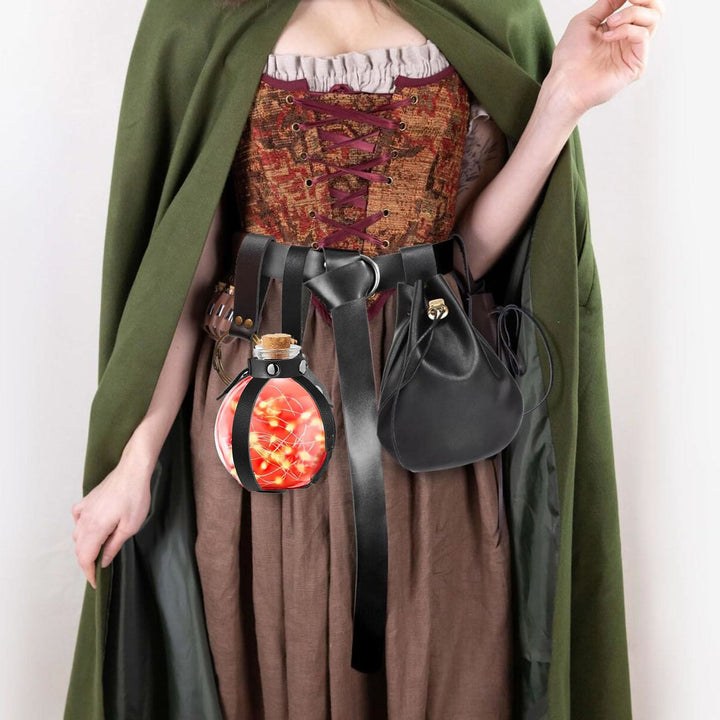 WorldNorse Medieval Leather Strapped Potion Flask Bag & Belt - image 6
