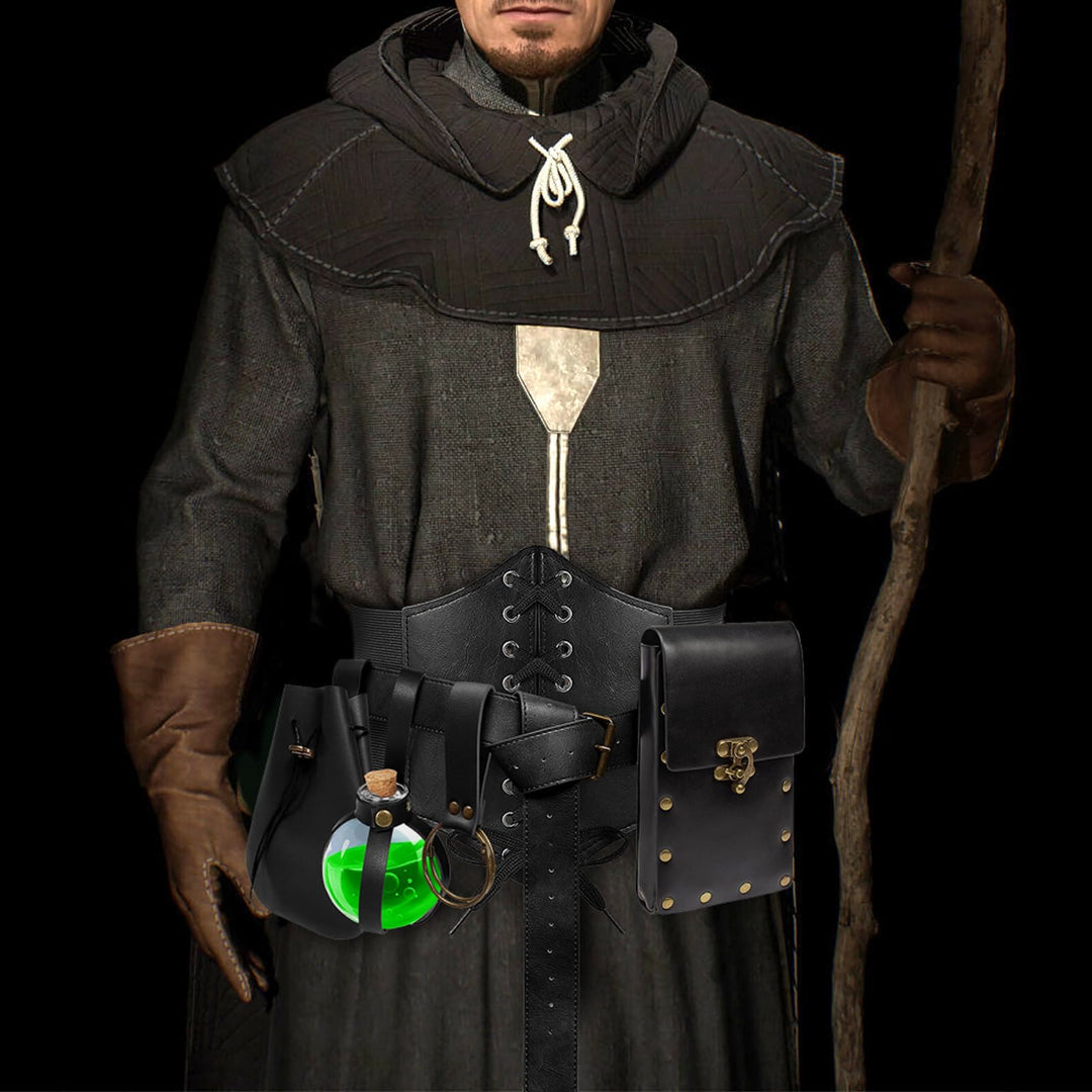 WorldNorse Gothic Potion Bottle Leather Riveted Bag & Belt - image 1