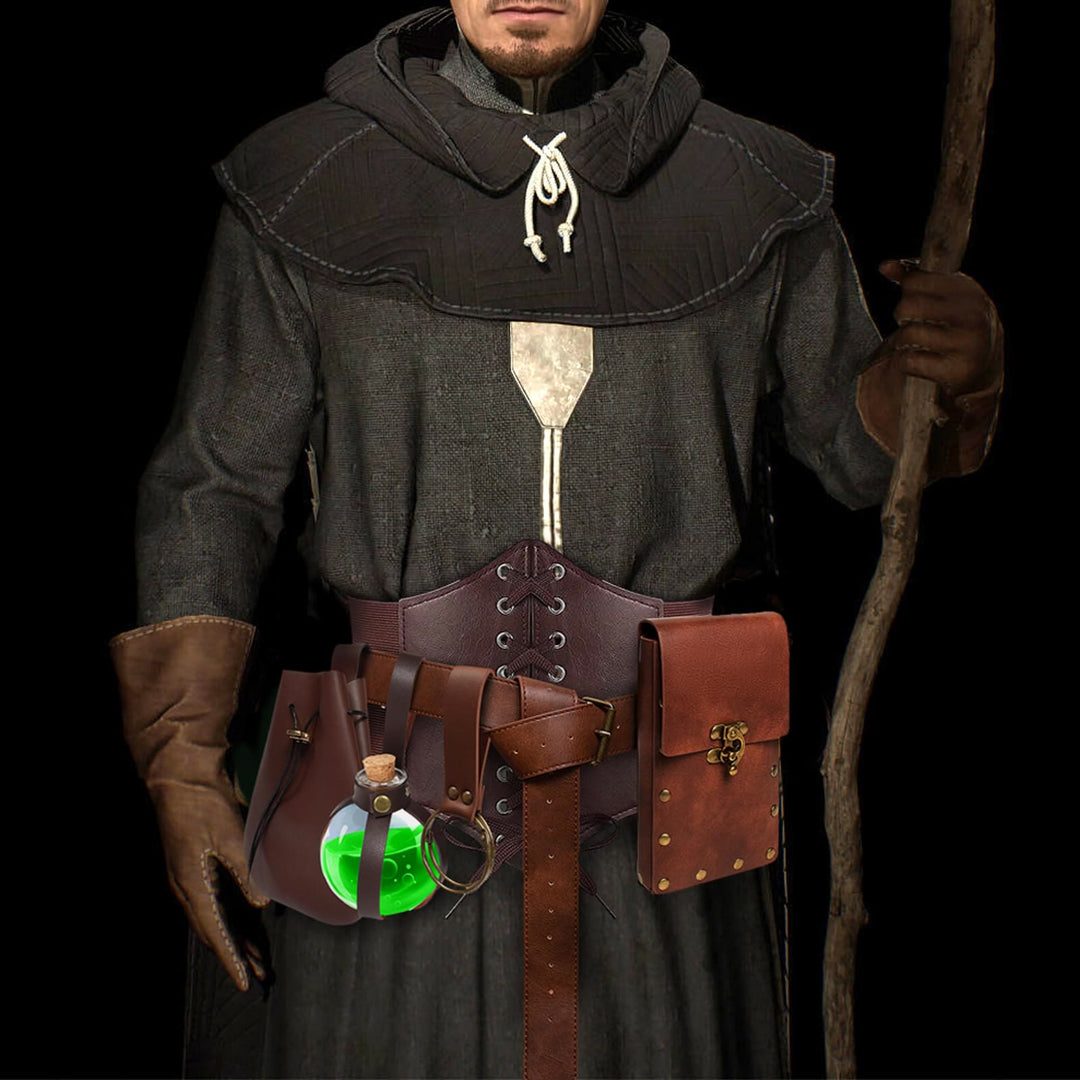 WorldNorse Gothic Potion Bottle Leather Riveted Bag & Belt - image 5