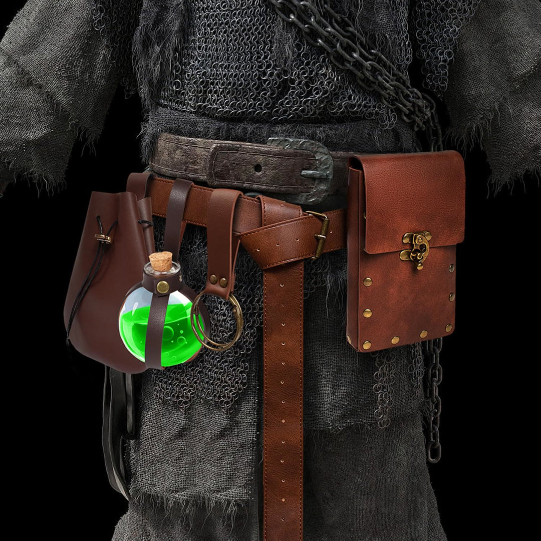 WorldNorse Gothic Potion Bottle Leather Riveted Bag & Belt - image 6