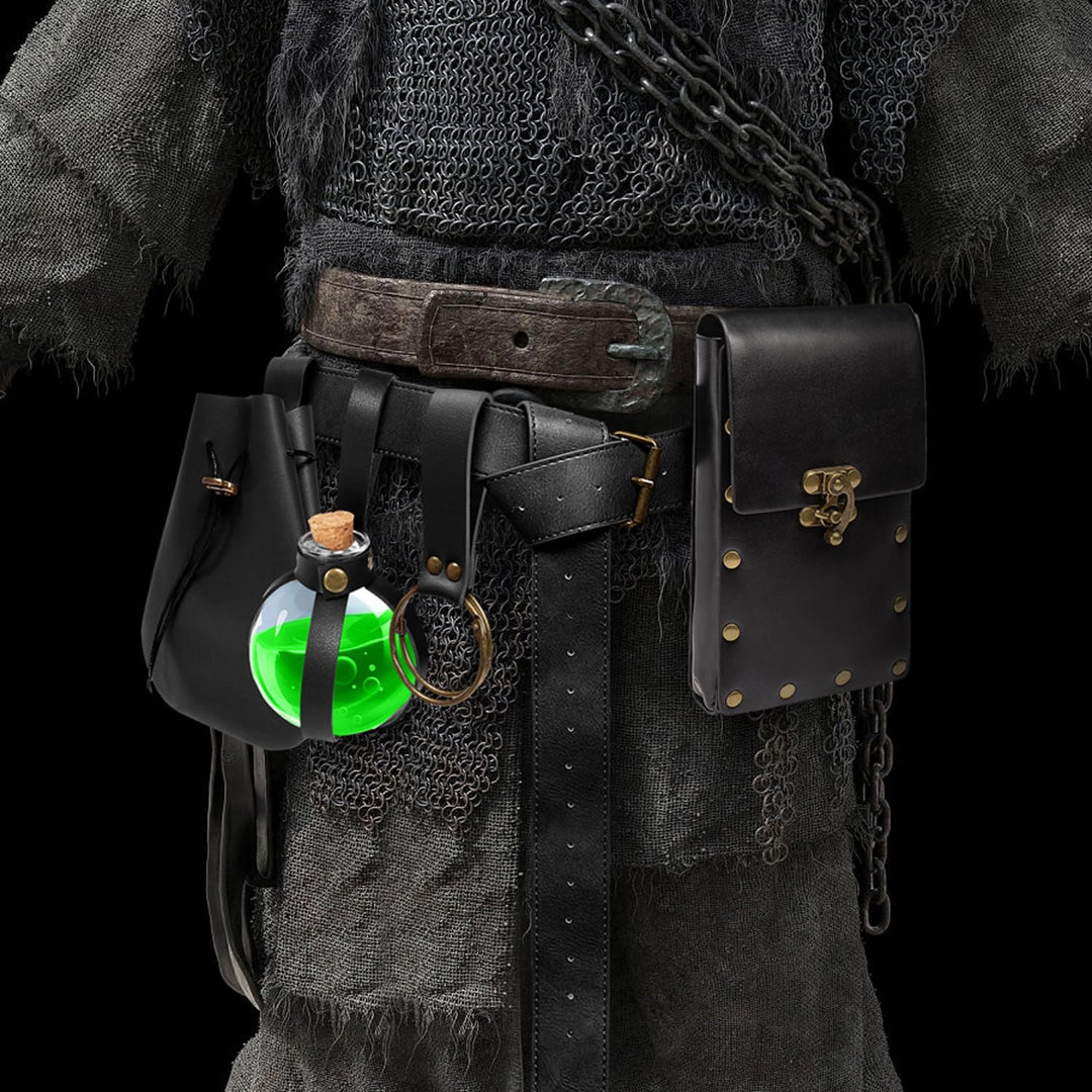 WorldNorse Gothic Potion Bottle Leather Riveted Bag & Belt - image 2
