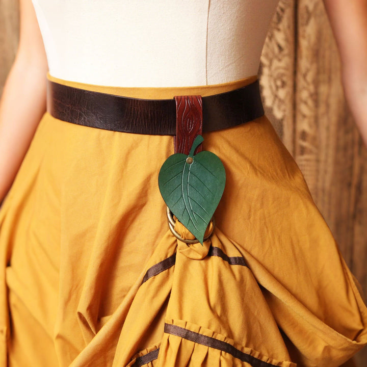 WorldNorse Rustic Leaf-Decorated Leather Bag & Belt - Belt + Clip - image 1