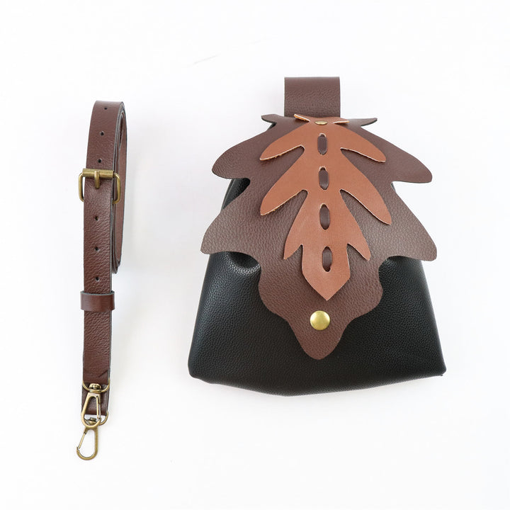 WorldNorse Forest Leaf Accented Leather Bag & Belt - Black - image 4