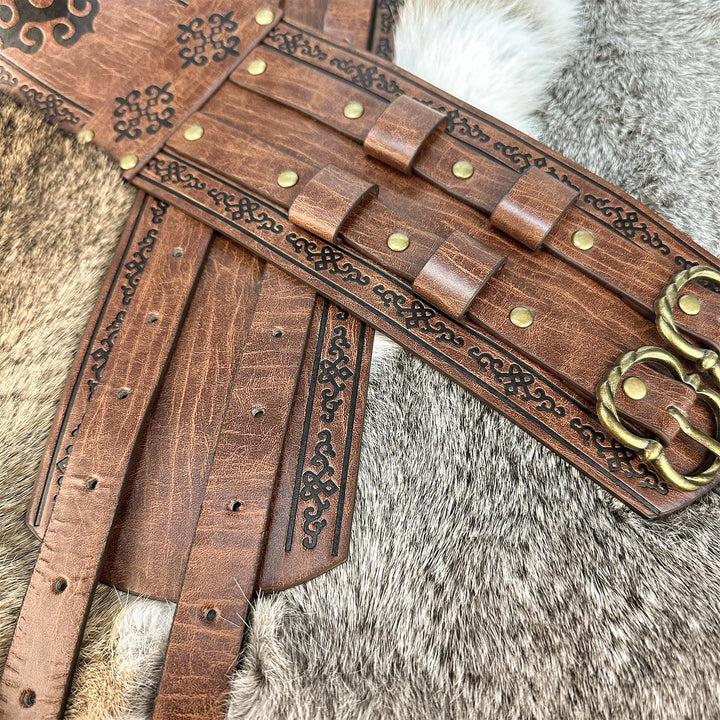WorldNorse Medieval Engraved Double Buckle Belt - image 7