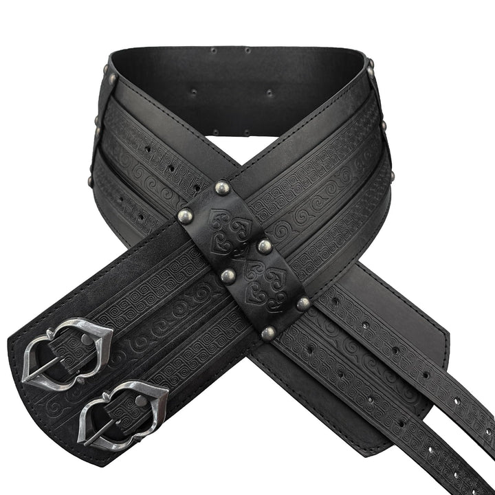 WorldNorse Gothic Celtic Double Buckle Belt - Black - image 6