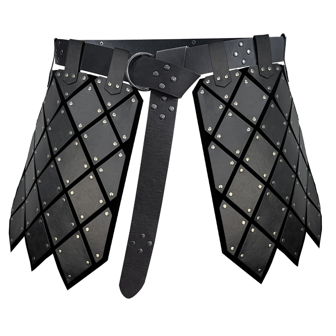 WorldNorse Medieval Leather Diamond Skirt Armor - Black - image 7