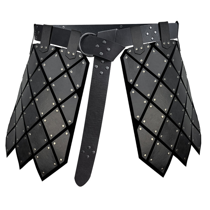 WorldNorse Medieval Leather Diamond Skirt Armor - Black - image 7