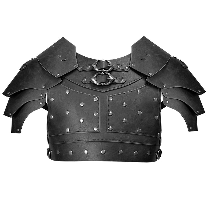WorldNorse Medieval Double Buckle Pauldron  - Black - image 4