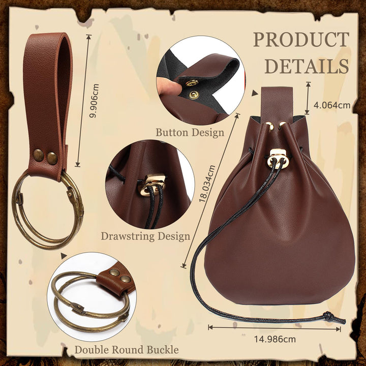 WorldNorse Closure Double Ring Buckle Drawstring Bag & Belt - image 8