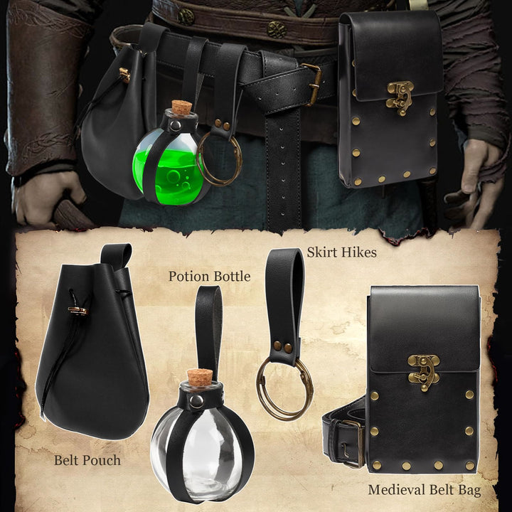 WorldNorse Gothic Potion Bottle Leather Riveted Bag & Belt - image 3