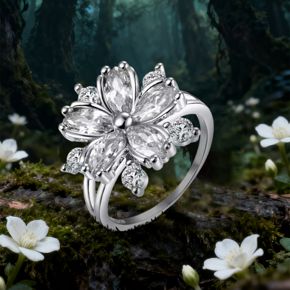 WorldNorse Pink Crystal Love Flower of Renewal Ring - White - UK Size Y（US 12） - image 5