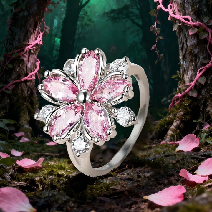 WorldNorse Pink Crystal Love Flower of Renewal Ring - Pink - UK Size Y（US 12） - image 0