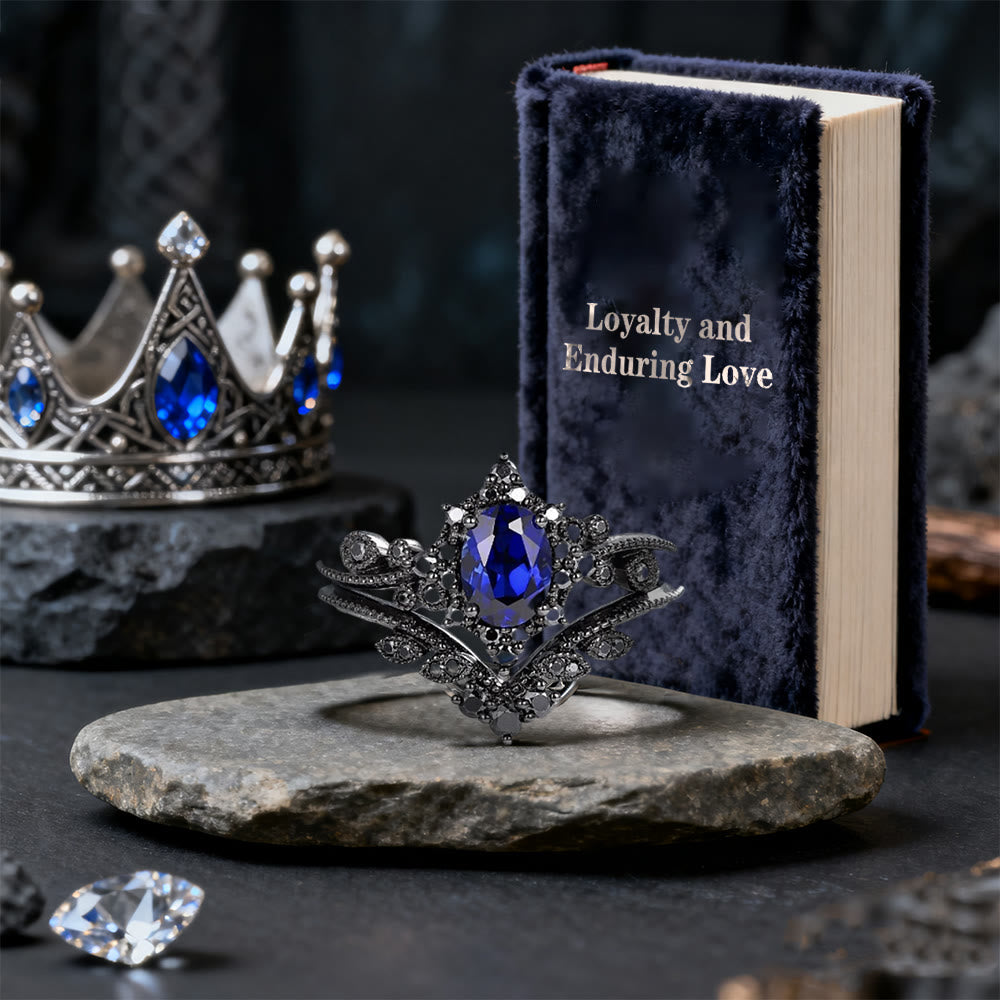 WorldNorse Black Oval Crown Ring Set - image 3