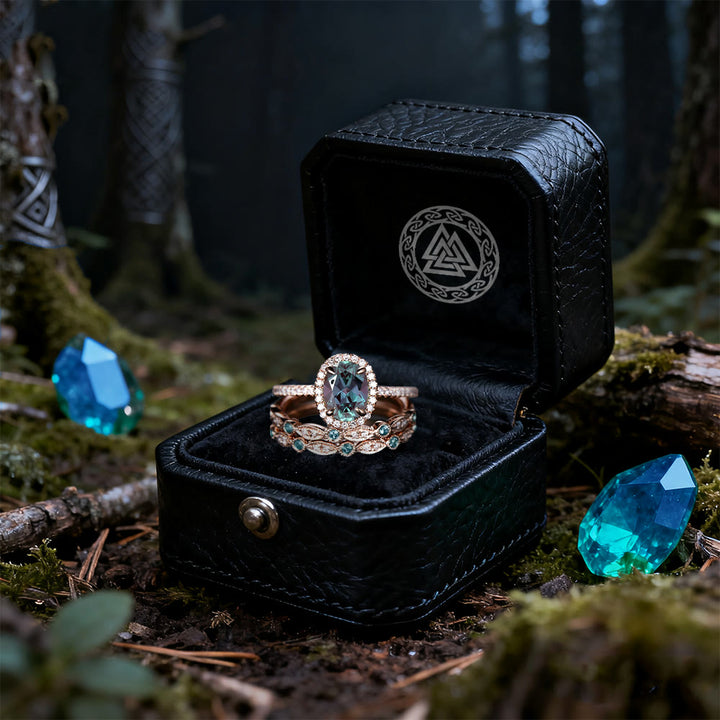 WorldNorse Lucky Alexandrite & Emerald 3-piece Ring - image 4