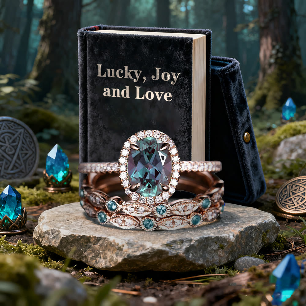 WorldNorse Lucky Alexandrite & Emerald 3-piece Ring - image 3