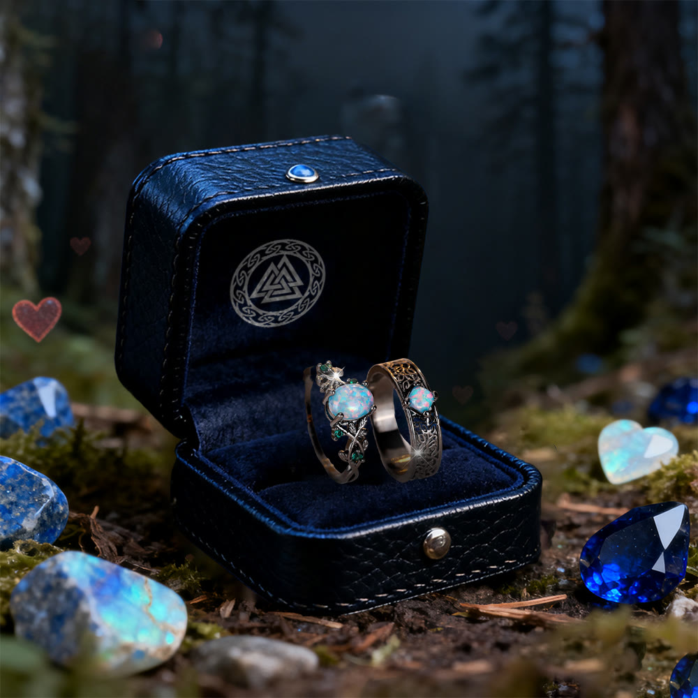 WorldNorse 2 Pcs Blue Sandstone Leaf Ring Set - image 9