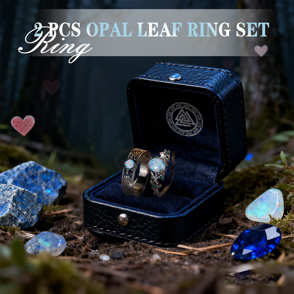 WorldNorse 2 Pcs Blue Sandstone Leaf Ring Set - image 7