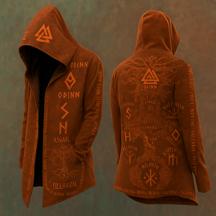 WorldNorse Earth-Toned Yggdrasil Hooded Jacket - US/UK/AU48，EU58 (4XL) - image 0
