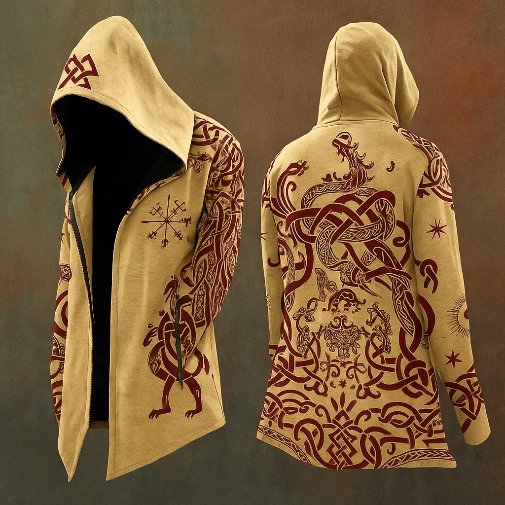 WorldNorse Vintage Norse Dragon Celtic Knot Serpent Hooded Jacket - US/UK/AU48，EU58 (4XL) - image 0
