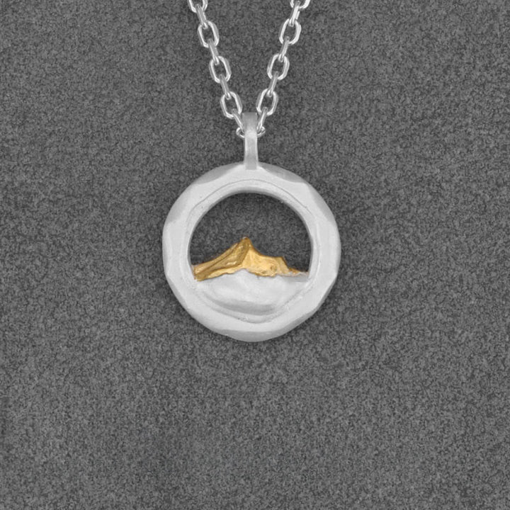 WorldNorse 999 Sterling Silver Gold Accented Mountain Necklace - White Pendant-With 40+5cm Extension Chain White Diamond Chain - image 5