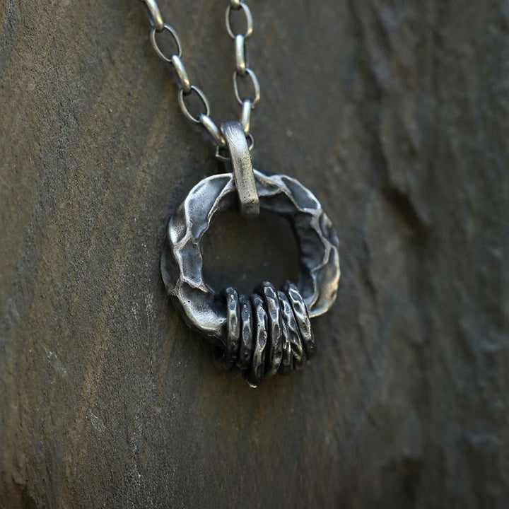 WorldNorse 999 Sterling Silver Medieval Hammered Ring Necklace - image 3