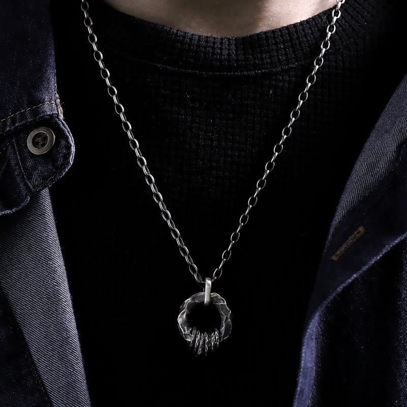 WorldNorse 999 Sterling Silver Medieval Hammered Ring Necklace - image 1