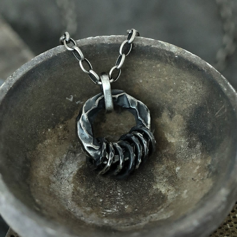 WorldNorse 999 Sterling Silver Medieval Hammered Ring Necklace - image 2