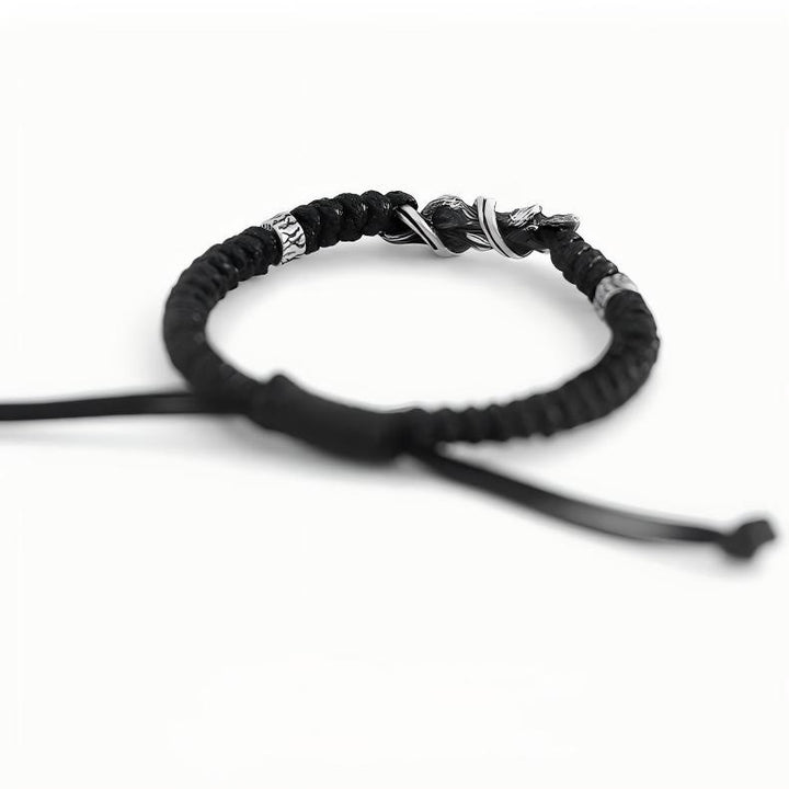 WorldNorse Handcrafted 999 Silver Dragon Braided Bracelet - Black - image 4