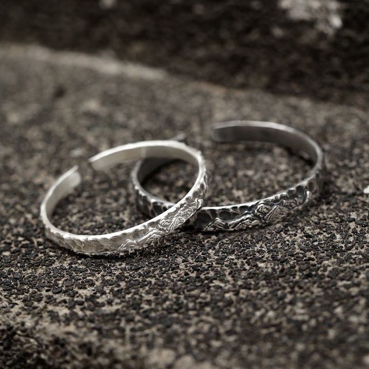 WorldNorse 999 Sterling Silver Medieval Mountain Engraved Bracelet - image 0