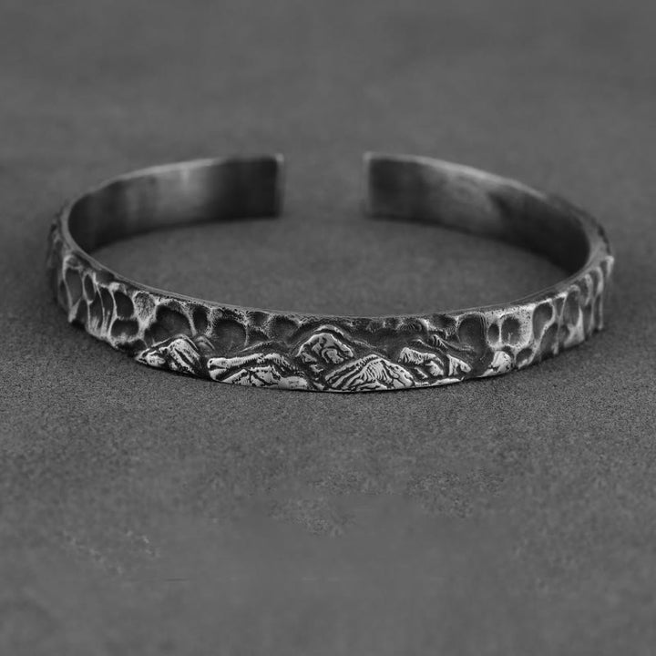 WorldNorse Handcrafted 999 Silver Medieval Mountain Engraved Bracelet - Retro Black - NO THANKS - image 3