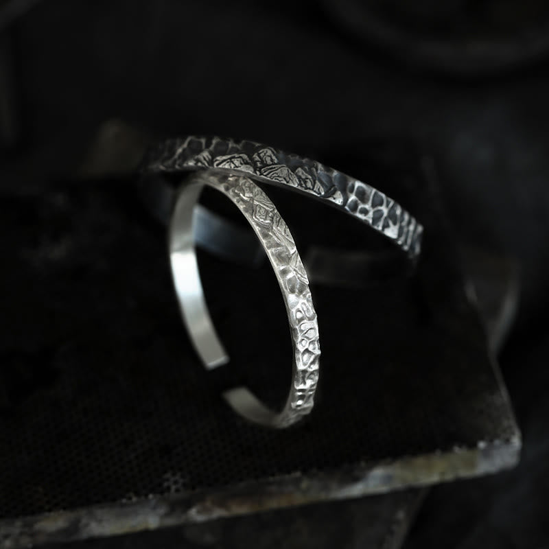 WorldNorse 999 Sterling Silver Medieval Mountain Engraved Bracelet - image 4