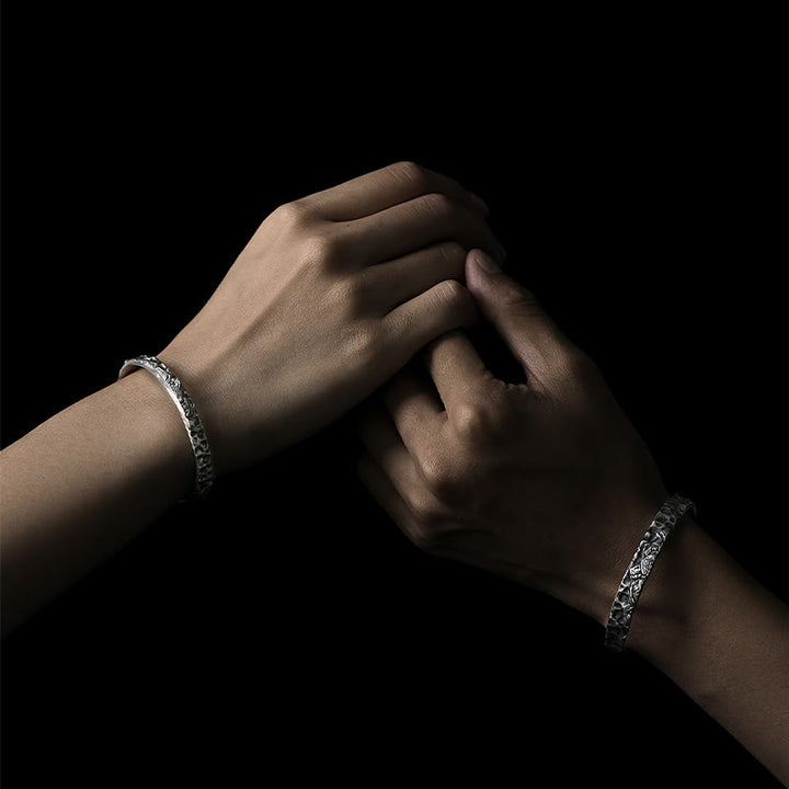 WorldNorse Handcrafted 999 Silver Medieval Mountain Engraved Bracelet - image 7